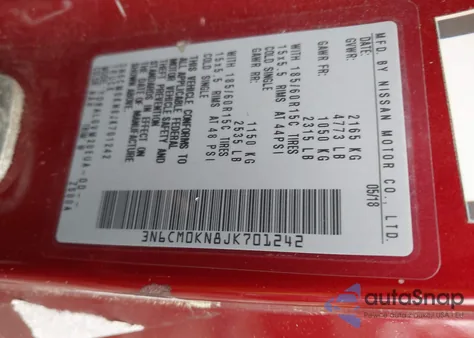 2018 Nissan Nv200 Sv z USA, uszkodzony, nr VIN 3N6CM0KN8JK701242